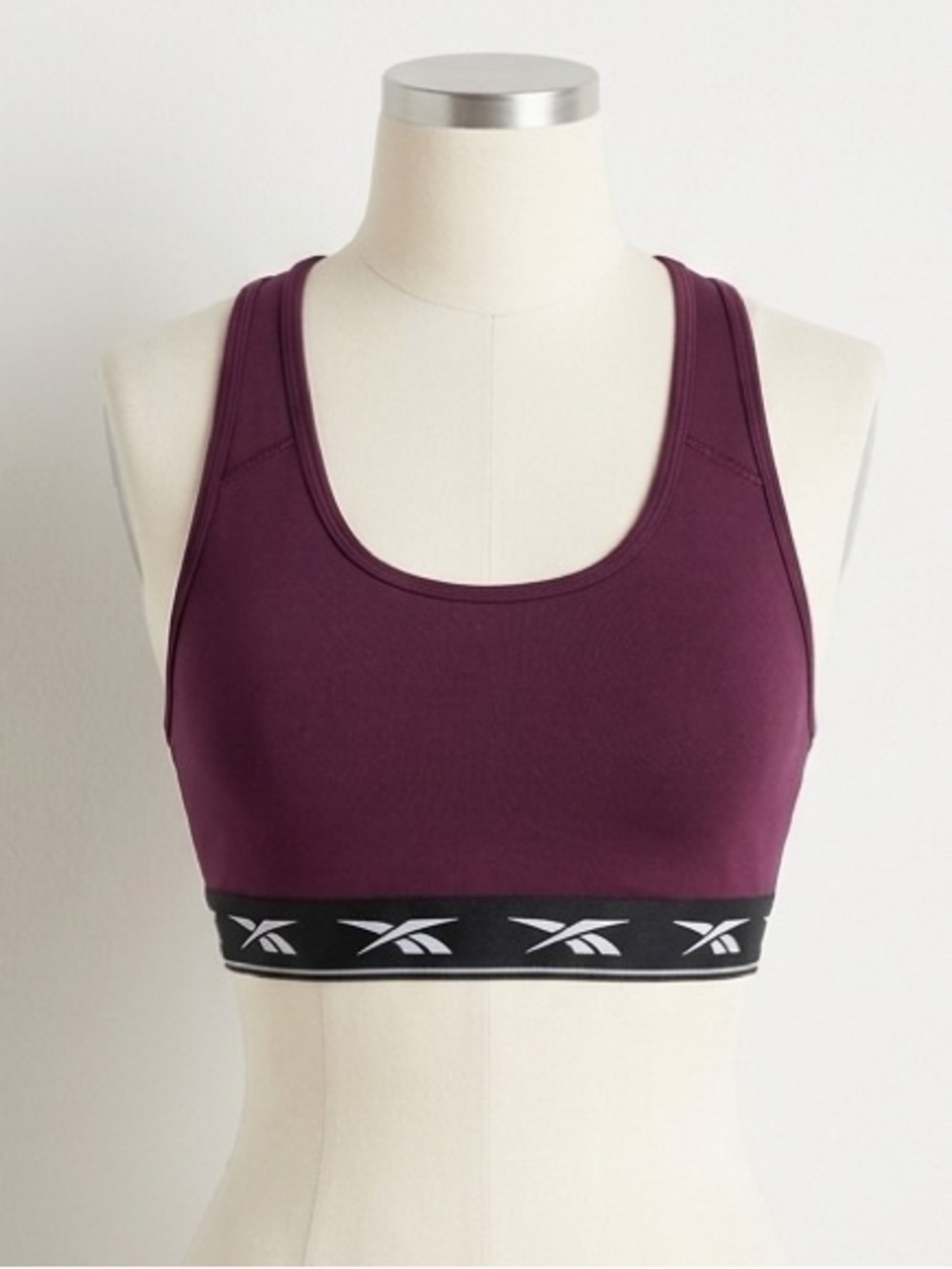 Reebok Deep Wine Racerback Sports Bra with Logo Band